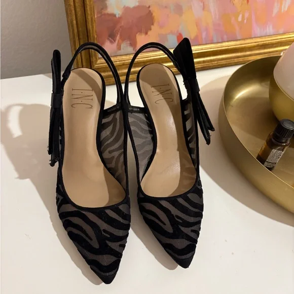 SOLD - Elegant Black Zebra Print Heels - Picture 4 of 5